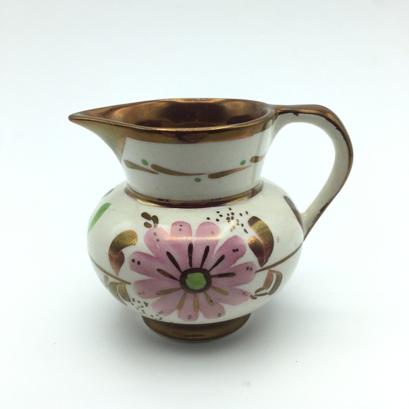 Gray's Pottery Stoke-on-Trent England Hand Painted Luster Mini Creamer Floral - Picture 2 of 8